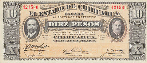 P S535b Mexico 10 Pesos Year 1915