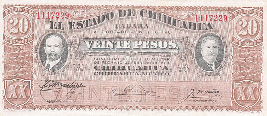 P S537 Mexico 20 Pesos Year 1915