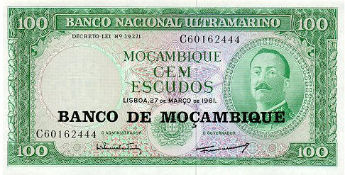 P117 Mozambique 100 Escudos Year 1961