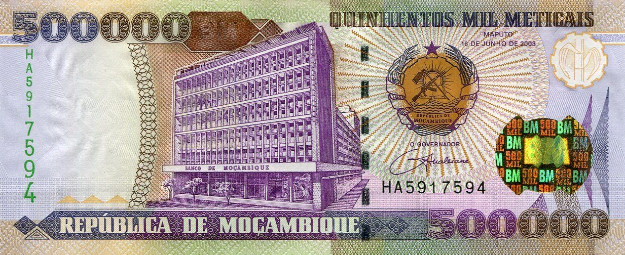 P142 Mozambique 500000 Meticais Year 2003