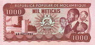 P132a Mozambique 1000 Meticaos Year 1983