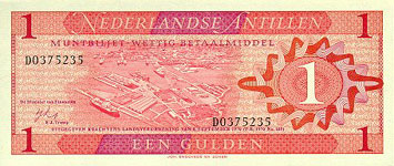 P20 Netherlands Antilles 1 Gulden Year 1970