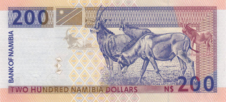 P10b Namibia 200 Dollars Year ND (1996)