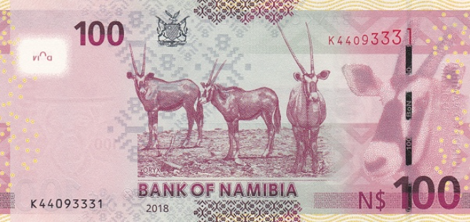 P19a Namibia 100 Dollars Year 2018