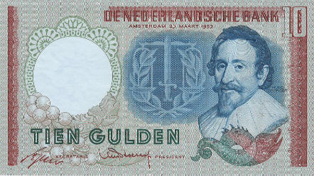 P 85 Netherlands 10 Gulden Year 1953 XF