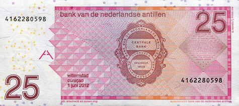 P29h Netherlands Antilles 25 Gulden Year 2014
