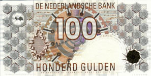 P101 Netherlands 100 Gulden Year 1992 (Barcode Black & Small (c)
