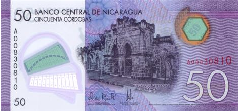 P211 Nicaragua 50 Cordobas Year 2014 (Polymer)