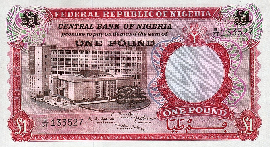 P 8 Nigeria 1 Pound Year 1967