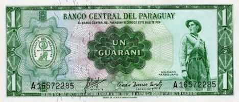 P193a Paraguay 1 Guarani Year 1953