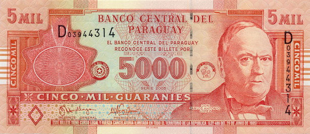 P223 Paraguay 5000 Guaranies Year 2005