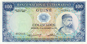 P45 Guinea Portuguese 100 Escudos Year 1971