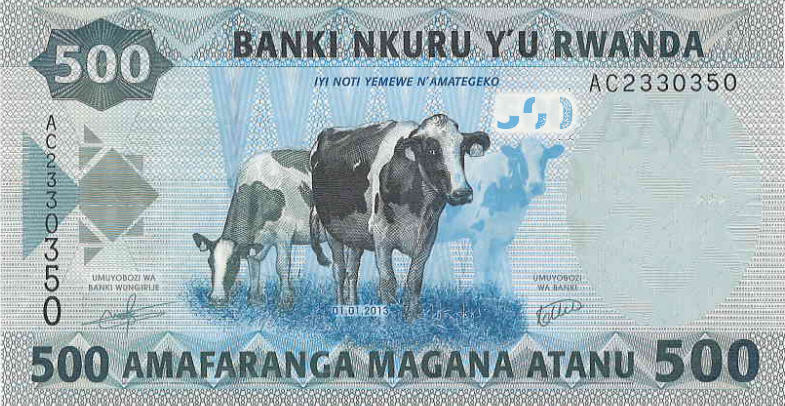 P38 Rwanda 500 Francs Year 2013