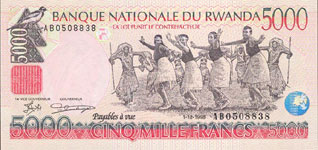 P28 Rwanda 5000 Francs Year 1998