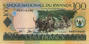 P29a Rwanda   100 Francs Year 2003