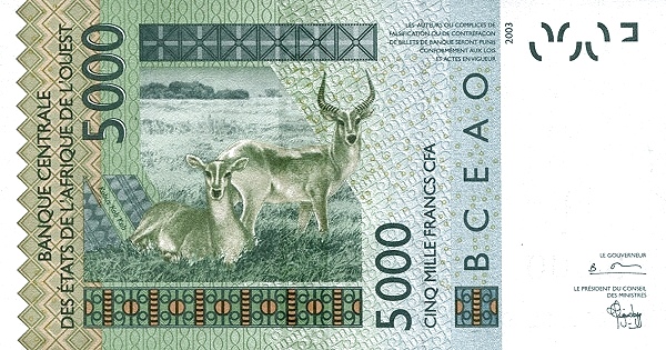 P717Ka Senegal W.A.S. K 5000 Francs Year 2003