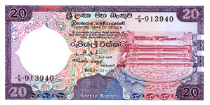 P 93 Sri Lanka 20 Rupees Year nd