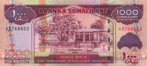 P20 Somaliland 1000 Shillings Year 2011