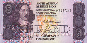 P119e South Africa 5 Rand Year nd