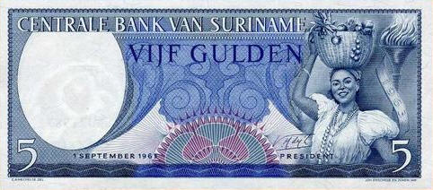 P120b Surinam 5 Gulden Year 1963