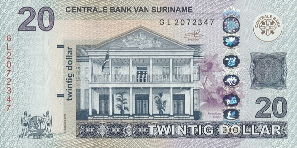 PN164c Surinam - 20 Dollar Year 2019