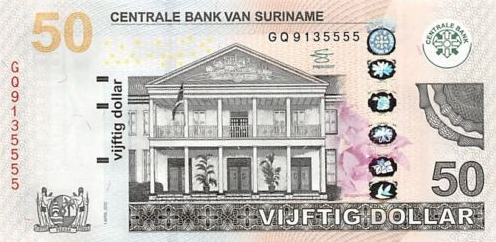P165b Surinam 50 Dollars Year 2012