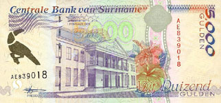 P143b Surinam 5000 Gulden Year 1999