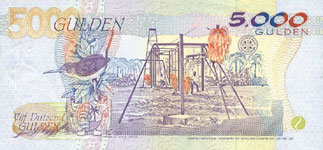 P143b Surinam 5000 Gulden Year 1999