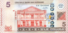 P162a Surinam 5 Dollars 2010