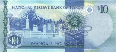 P46 Tonga 10 Pa'anga Year 2015