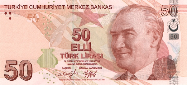 PN225e Turkey - 50 Lira Year 2009 (2022)