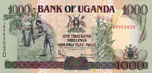P39b Uganda 1000 Shillings Year 2003
