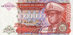P45S Zaire Specimen 1.000.000 Zaires Year 1993