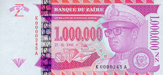 P79 Zaire 1.000.000 New Zaires Year 1996