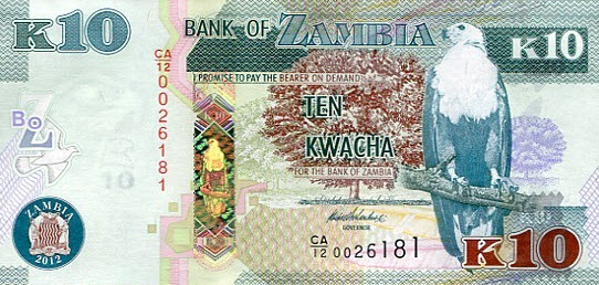 P51 Zambia 10 Kwacha Year 2012
