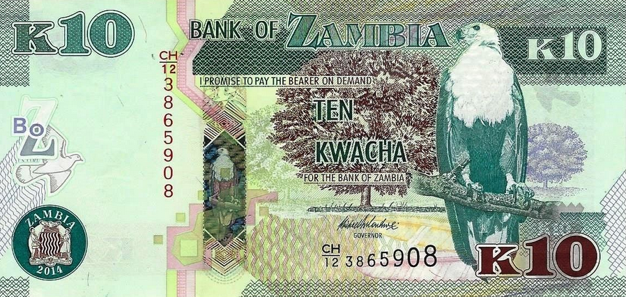 P51b Zambia 10 Kwacha Year 2014