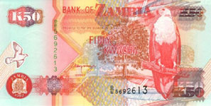 P37b Zambia 50 Kwacha Year 1992