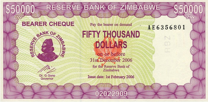 P 30 Zimbabwe 50.000 Dollars Year 2006