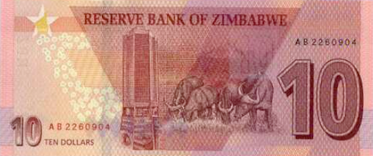 PN103a Zimbabwe 10 Dollars Year 2020