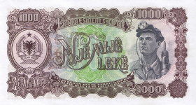 P32 Albania 1000 Leke year 1957