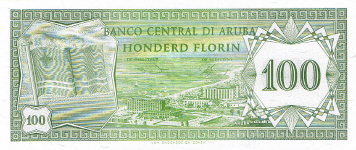 P 5 Aruba 100 Florin year 1986