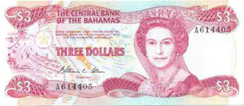 P44 Bahamas 3 Dollar Year 1984
