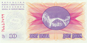P 53a Bosnia Herzegovina 10000 Dinara Year 1993