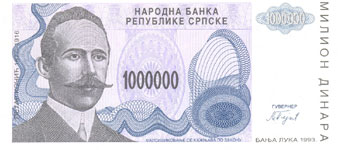 P155 Bosnia Herzegovina 100.000 Dinara Year 1993