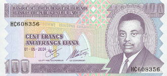 P37e Burundi 100 Francs Year 2006