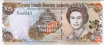 P36 Cayman Islands 25 Dollars Year 2006