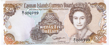 P14 Cayman Islands 25 Dollars Year nd
