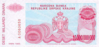 PR28 Croatia 10.000.000.000 Dinar Year 1993