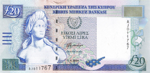 P63 Cyprus 20 Pound year 2004