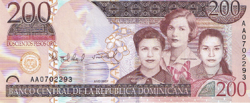 P178 Dominican Republic 200 Pesos Oro Year 2007